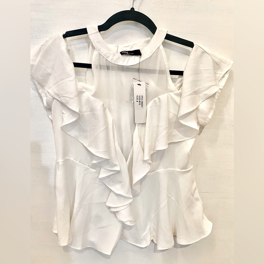 New INA Ruffle Cut Out top in White Size M